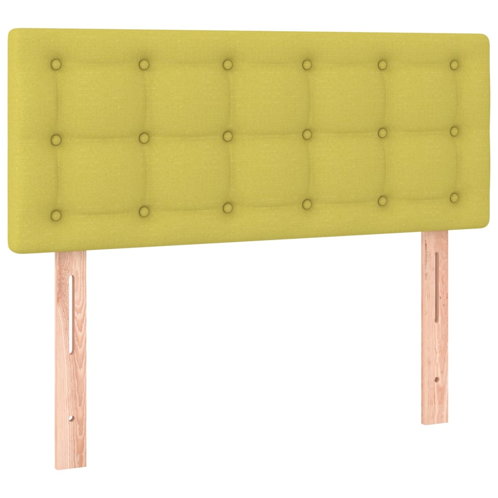 vidaXL Cabeceira de cama c/ luzes LED tecido 90x5x78/88 cm verde