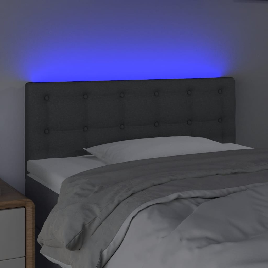 vidaXL Cabeceira de cama c/ luzes LED tecido 80x5x78/88cm cinza-escuro