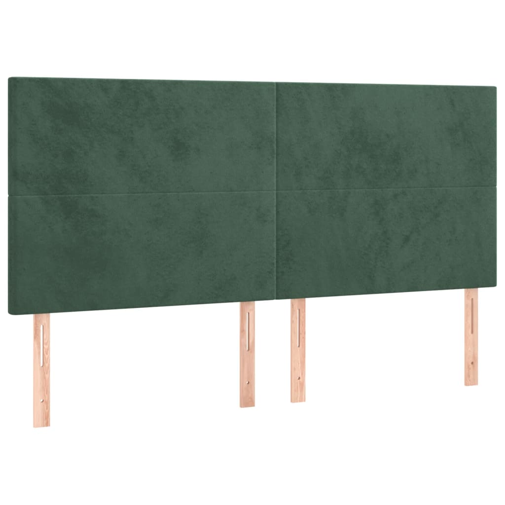 vidaXL Cabeceira de cama c/ LED veludo 160x5x118/128 cm verde-escuro