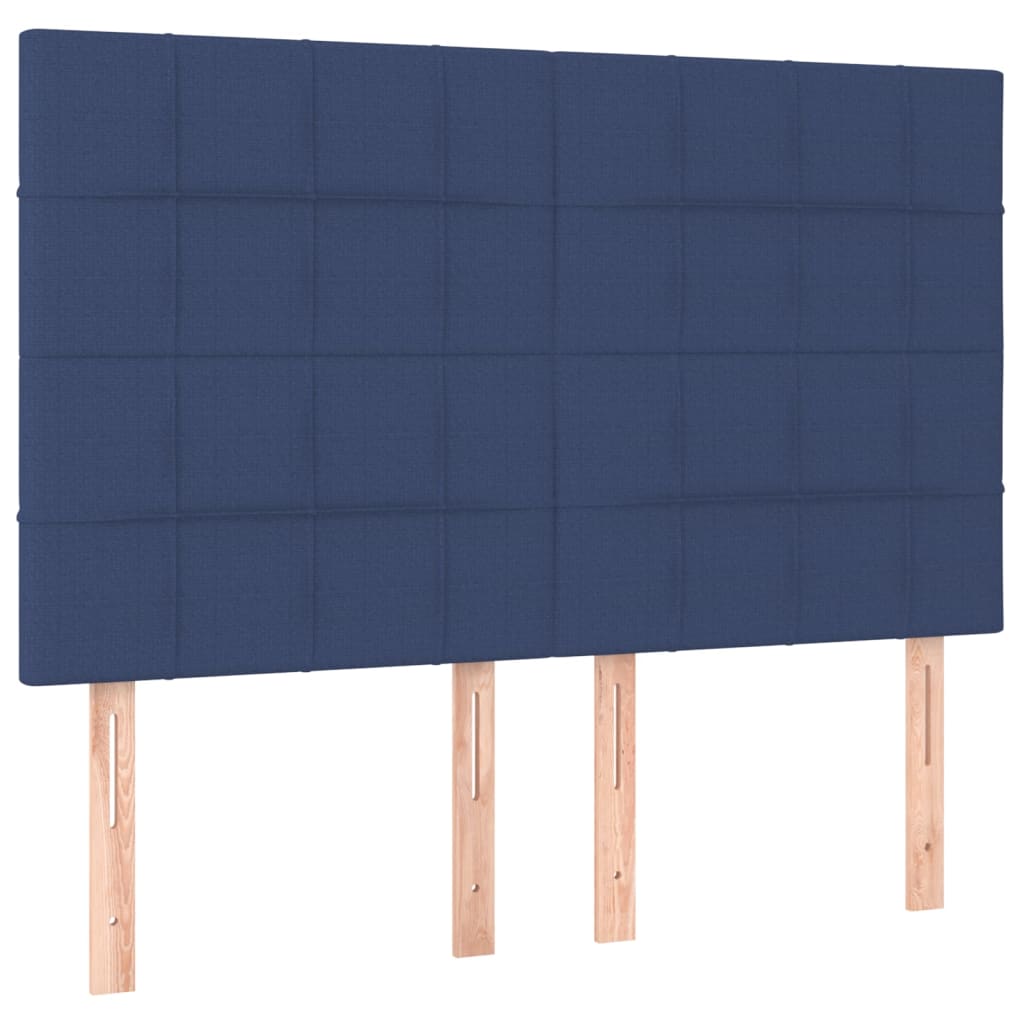 vidaXL Cabeceira cama c/ LED tecido 144x5x118/128 cm azul