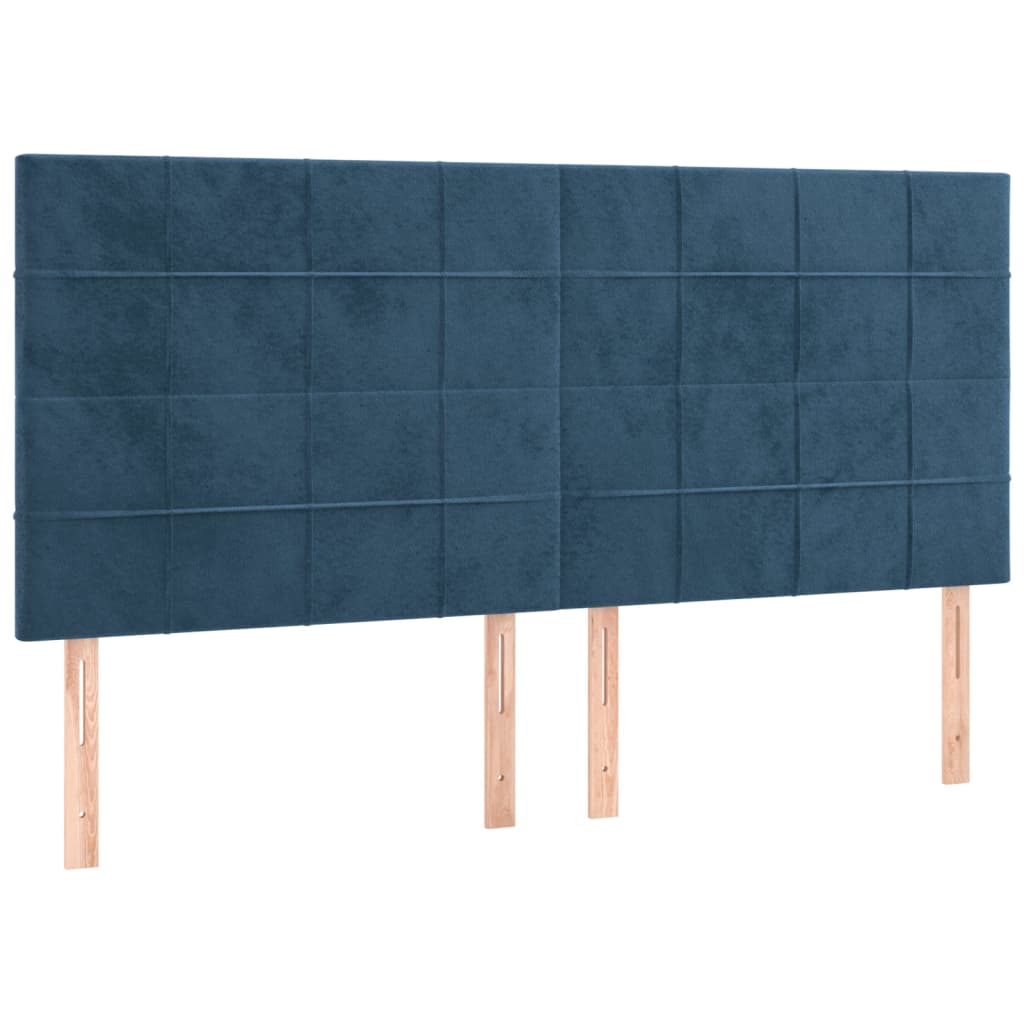 vidaXL Cabeceira cama c/ luzes LED veludo 160x5x118/128cm azul-escuro