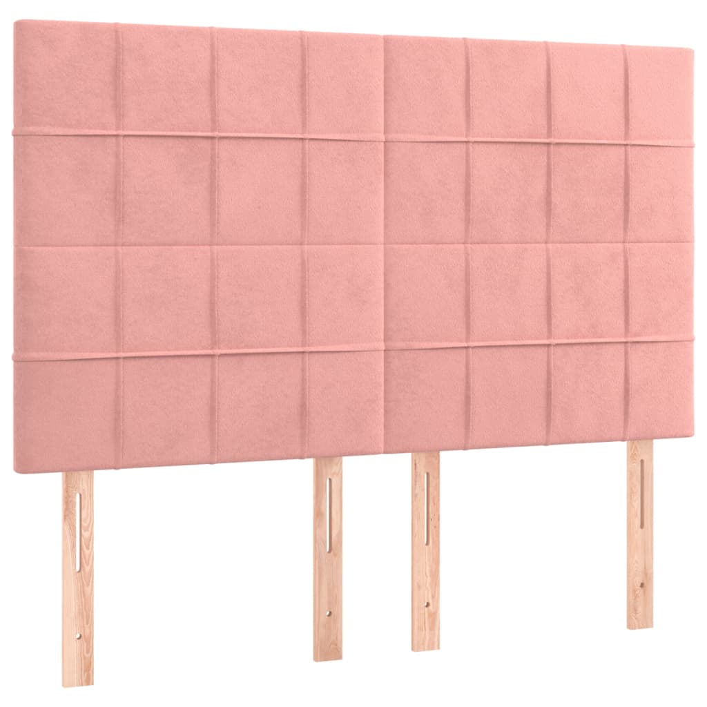 vidaXL Cabeceira de cama c/ luzes LED veludo 144x5x118/128 cm rosa