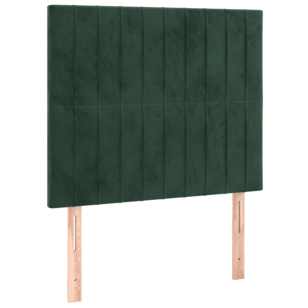 vidaXL Cabeceira de cama c/ LED veludo 80x5x118/128 cm verde-escuro