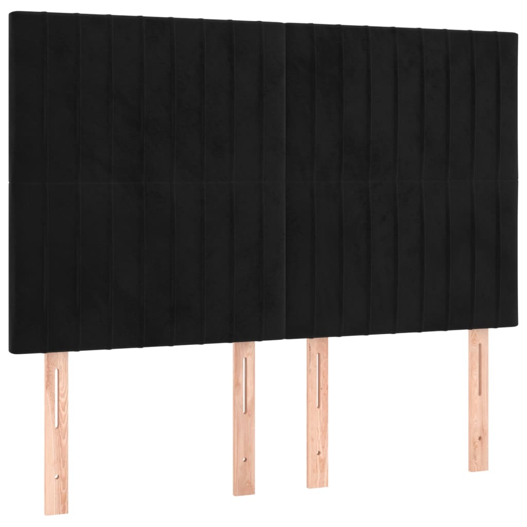 vidaXL Cabeceira cama c/ LED veludo 144x5x118/128 cm preto