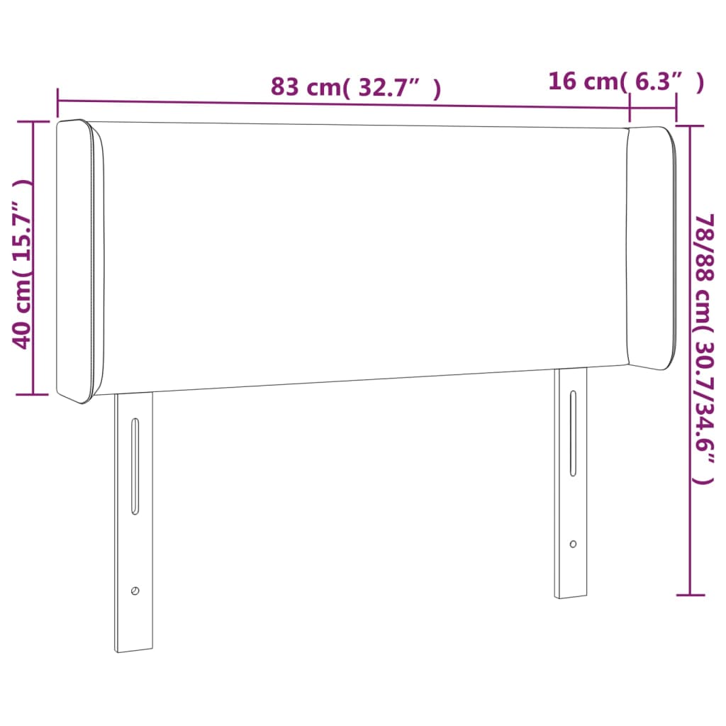 vidaXL Cabeceira de cama c/ luzes LED veludo 83x16x78/88 cm rosa