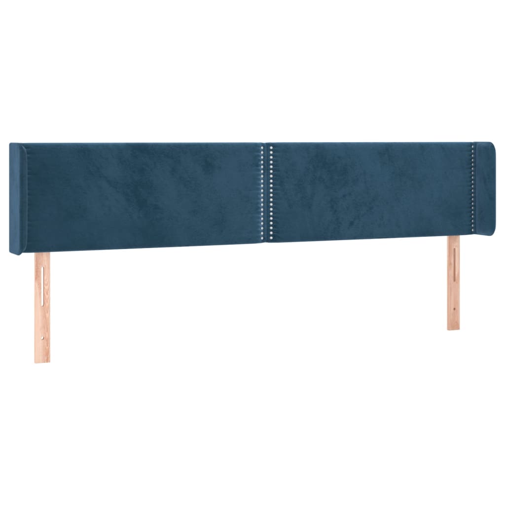 vidaXL Cabeceira cama c/ luzes LED veludo 183x16x78/88 cm azul-escuro