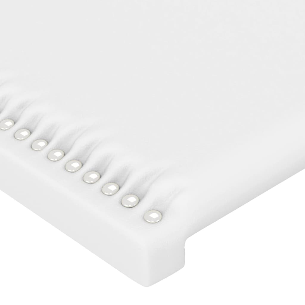 vidaXL Cabeceira de cama c/ LED couro artificial 203x16x78/88cm branco