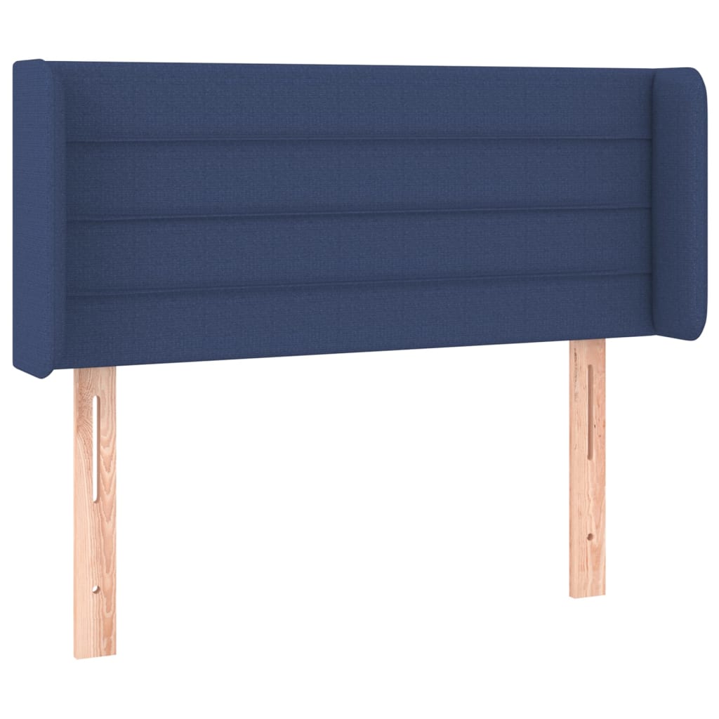 vidaXL Cabeceira de cama c/ luzes LED tecido 83x16x78/88 cm azul