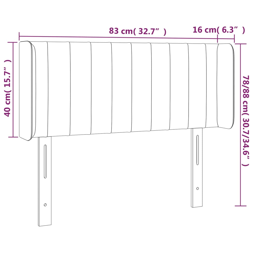 vidaXL Cabeceira de cama c/ luzes LED tecido 83x16x78/88 cm preto