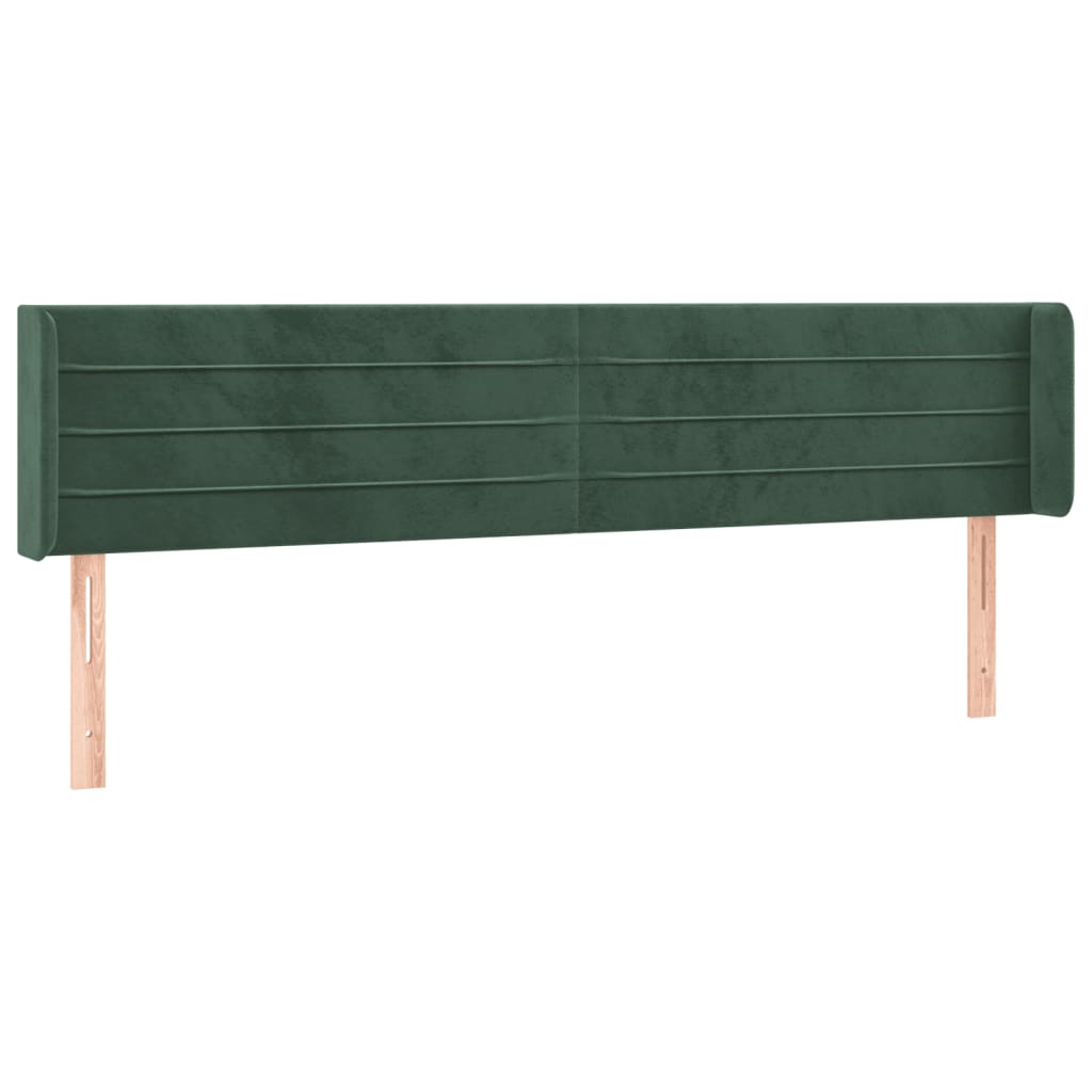 vidaXL Cabeceira cama c/ luzes LED veludo 163x16x78/88 cm verde-escuro