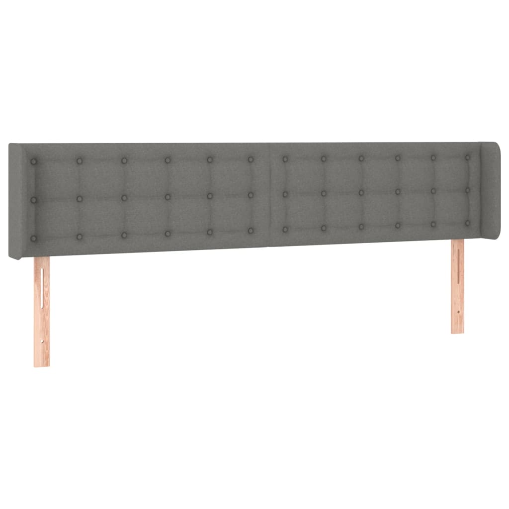 vidaXL Cabeceira cama c/ luzes LED tecido 203x16x78/88cm cinza-escuro