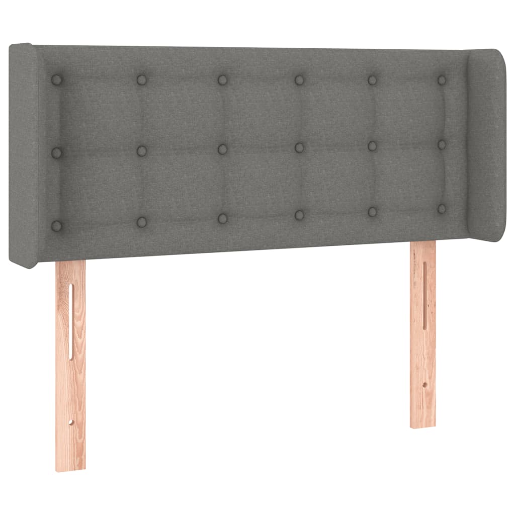 vidaXL Cabeceira cama c/ luzes LED tecido 83x16x78/88cm cinza-escuro