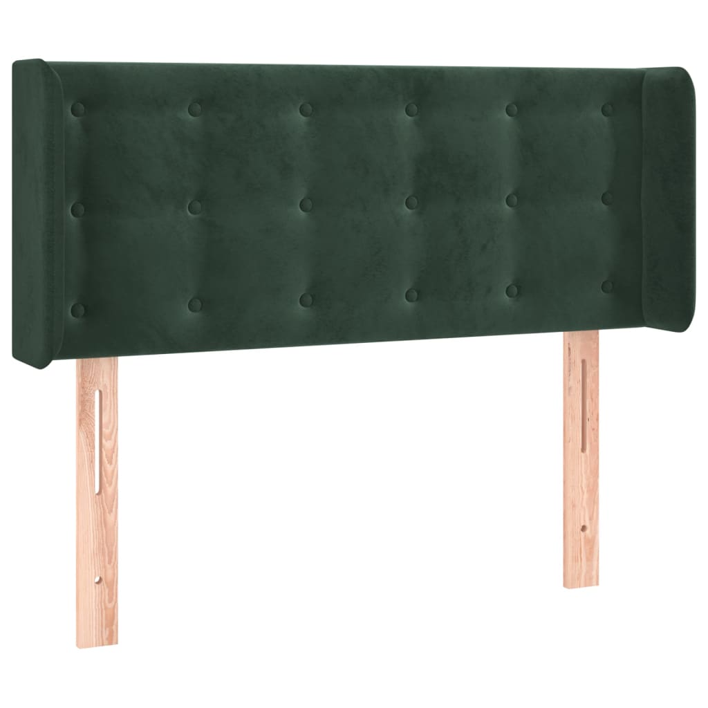 vidaXL Cabeceira cama c/ luzes LED veludo 93x16x78/88 cm verde-escuro