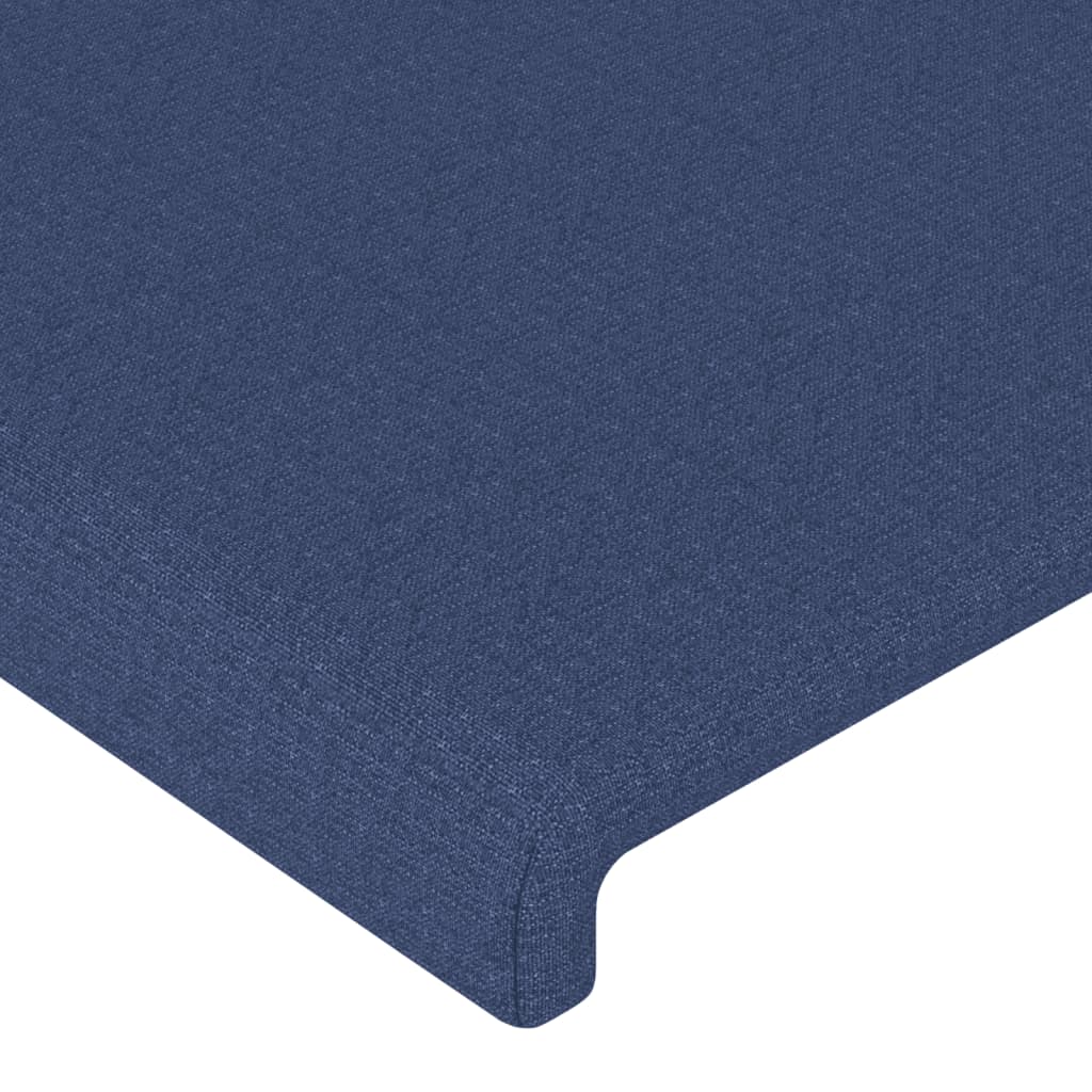 vidaXL Cabeceira de cama c/ luzes LED tecido 203x16x118/128 cm azul