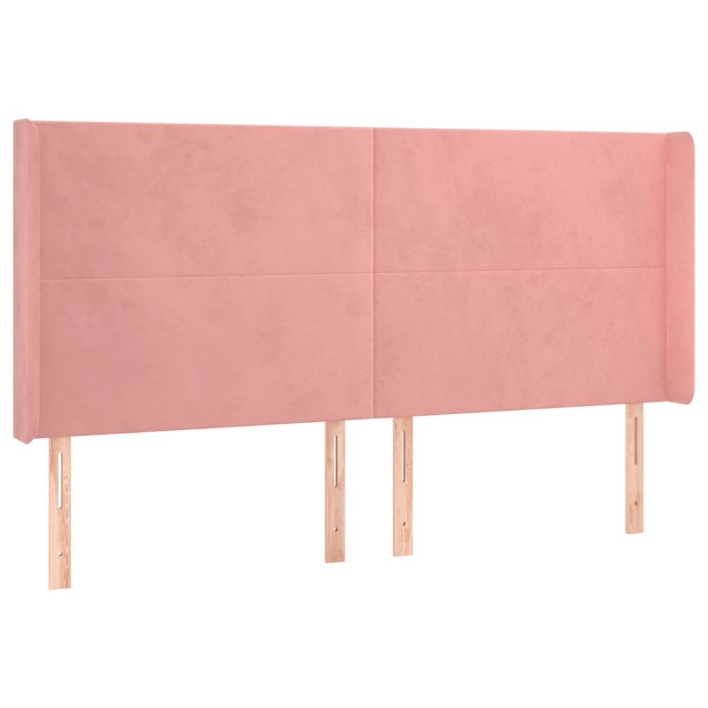 vidaXL Cabeceira de cama c/ luzes LED veludo 163x16x118/128 cm rosa