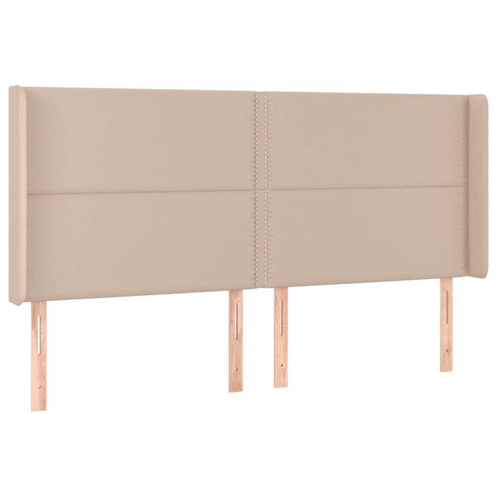 vidaXL Cabeceira cama c/ LED couro artif. 163x16x118/128 cm cappuccino