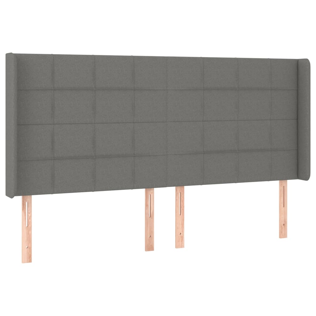 vidaXL Cabeceira de cama c/ LED tecido 183x16x118/128 cm cinza-escuro