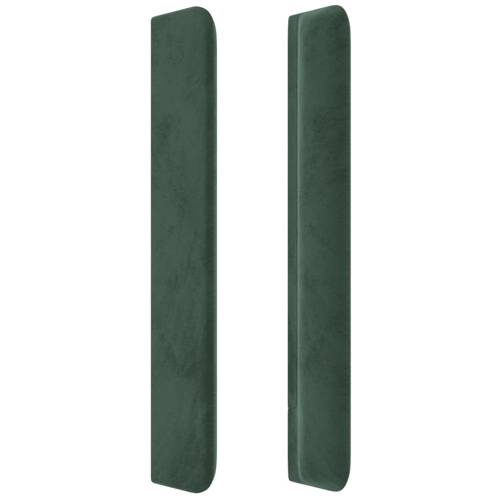 vidaXL Cabeceira cama c/ luzes LED veludo 93x16x118/128cm verde-escuro