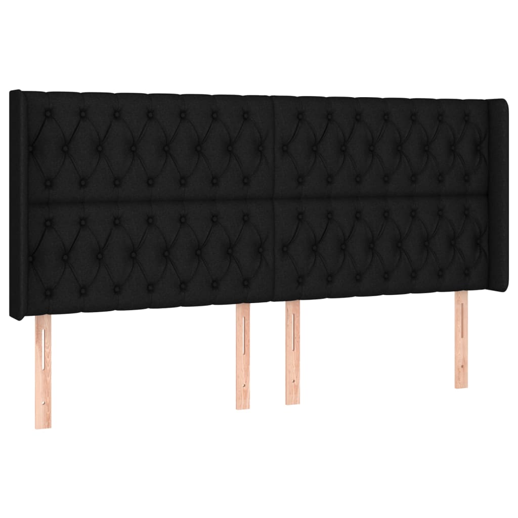 vidaXL Cabeceira de cama c/ luzes LED tecido 183x16x118/128 cm preto