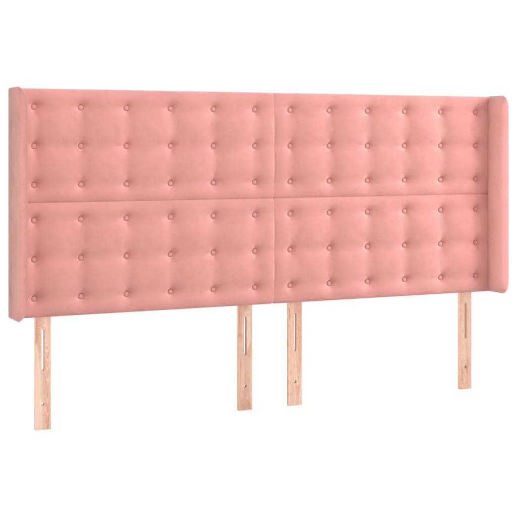 vidaXL Cabeceira de cama c/ luzes LED veludo 183x16x118/128 cm rosa