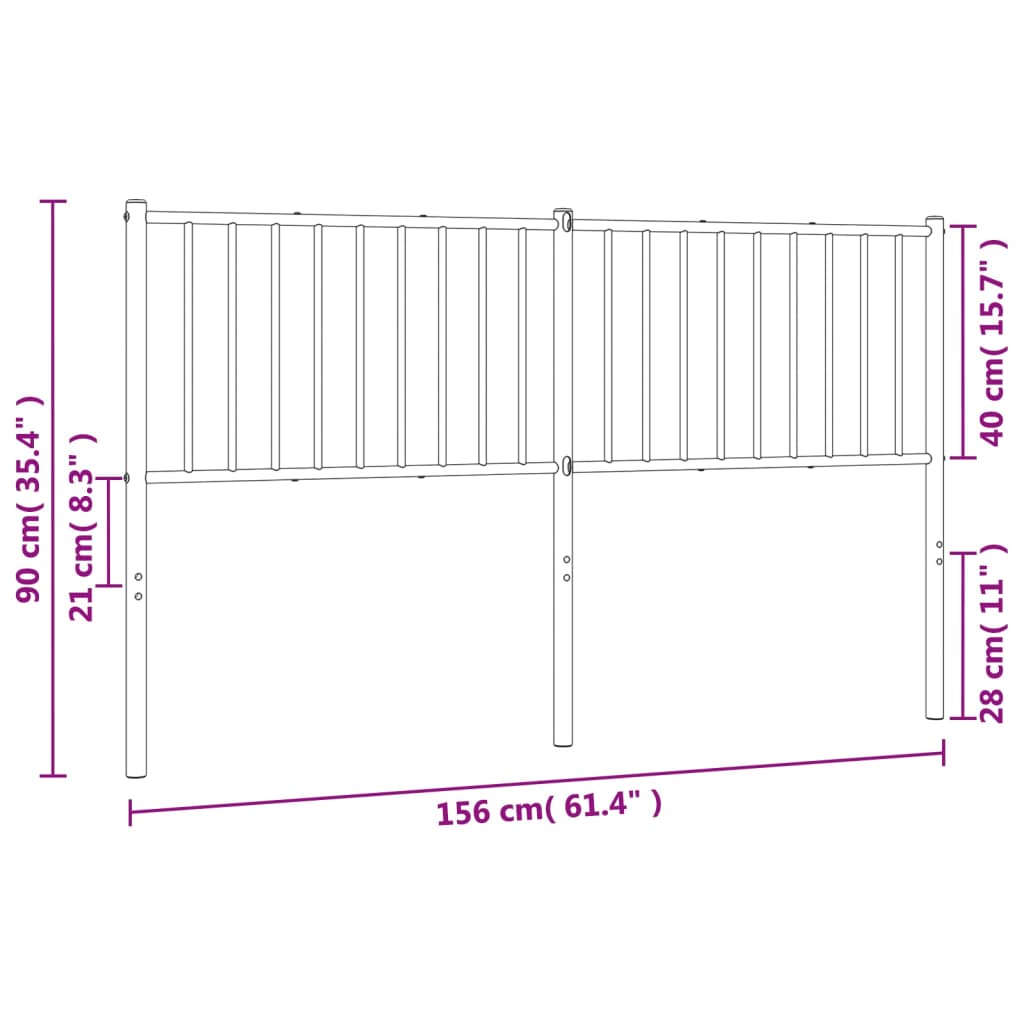 vidaXL Cabeceira de cama 150 cm metal branco