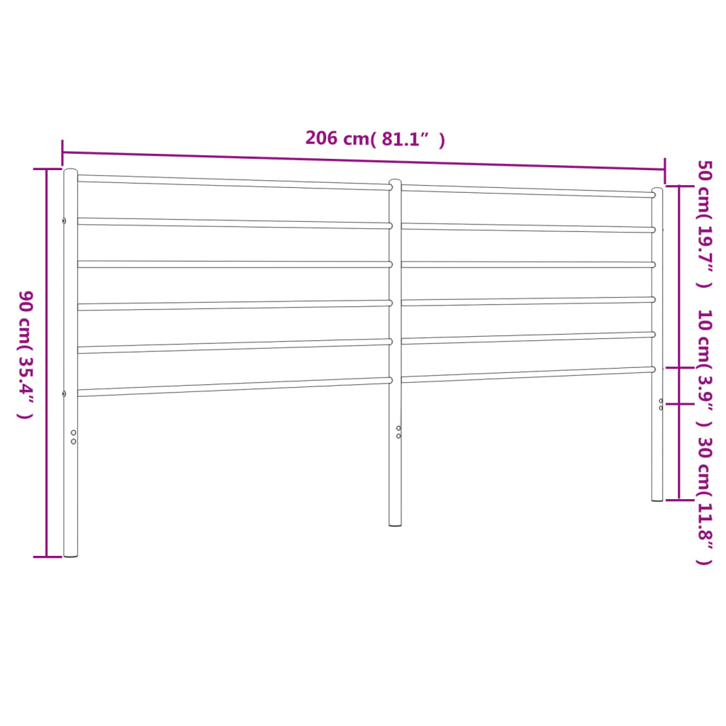 vidaXL Cabeceira de cama 200 cm metal branco