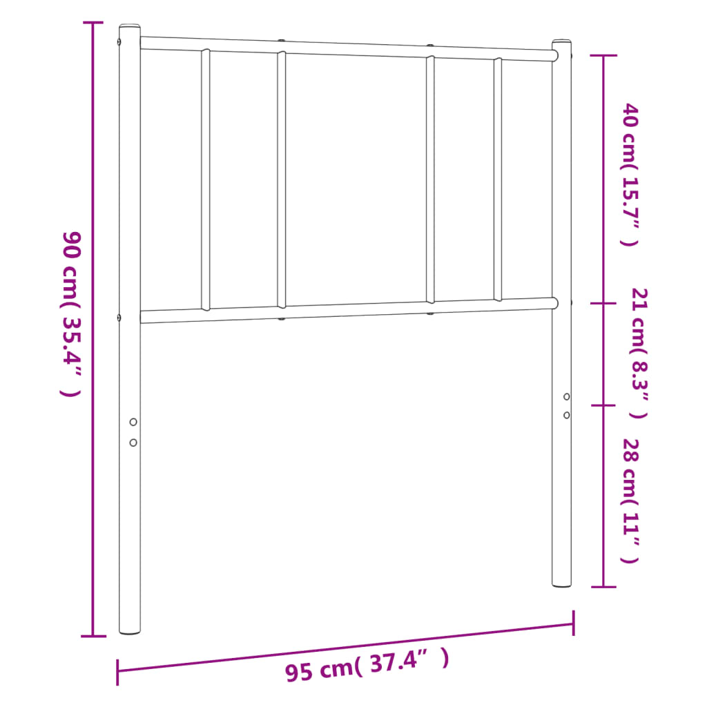 vidaXL Cabeceira de cama 90 cm metal preto