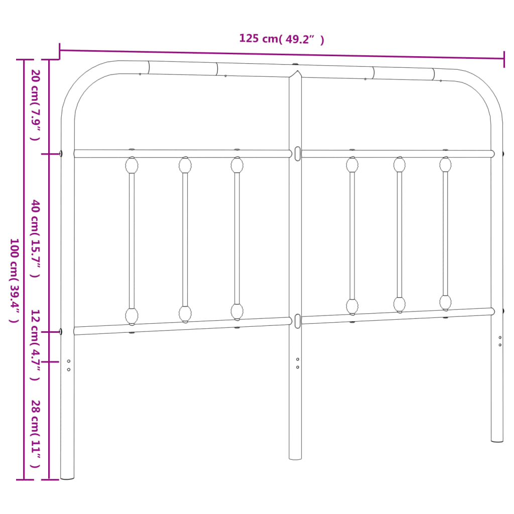 vidaXL Cabeceira de cama 120 cm metal branco