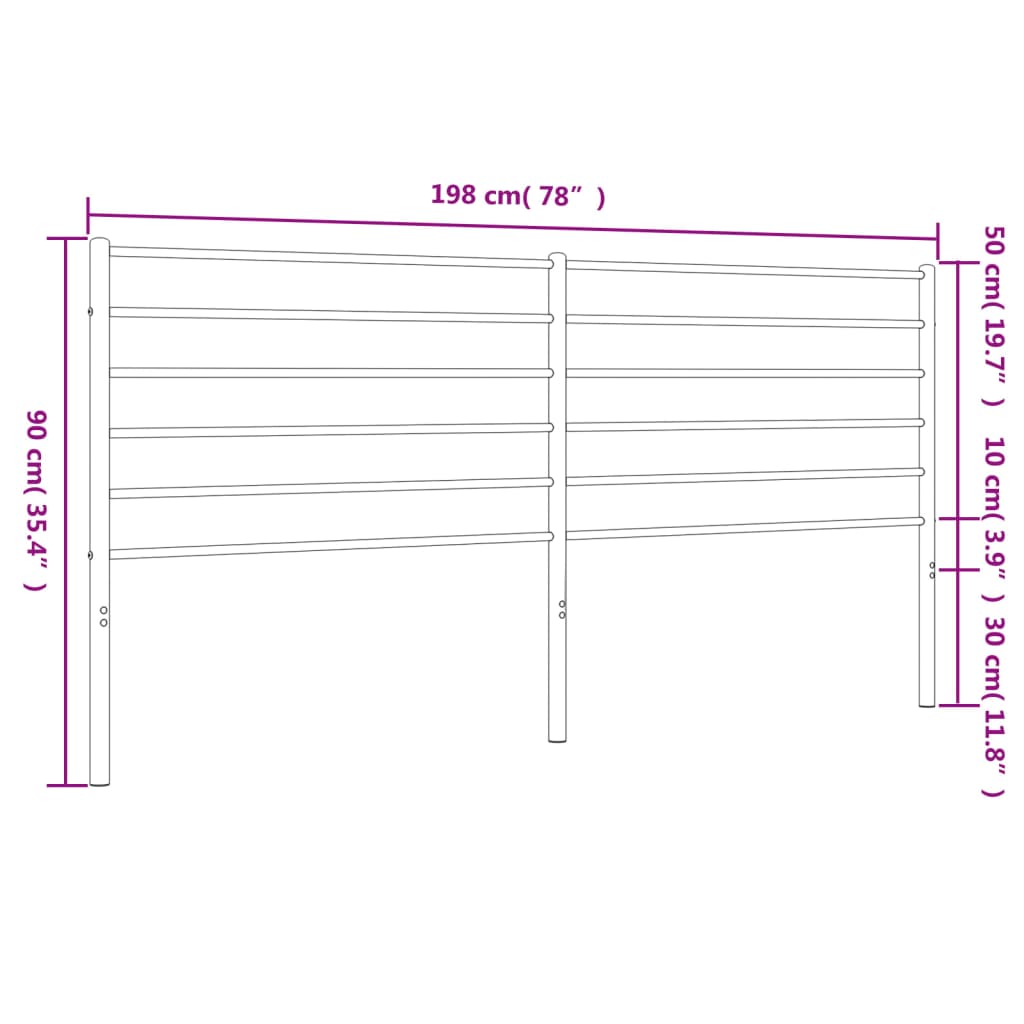 vidaXL Cabeceira de cama 193 cm metal preto