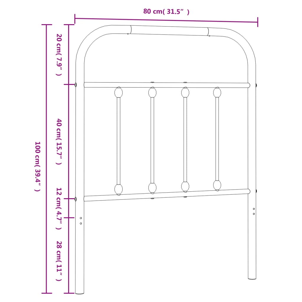 vidaXL Cabeceira de cama 75 cm metal branco