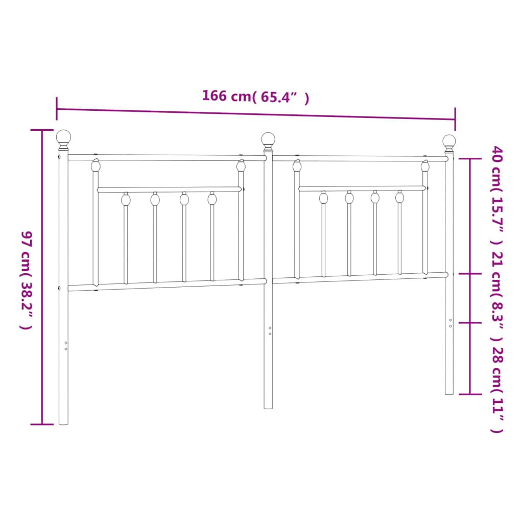 vidaXL Cabeceira de cama 160 cm metal preto