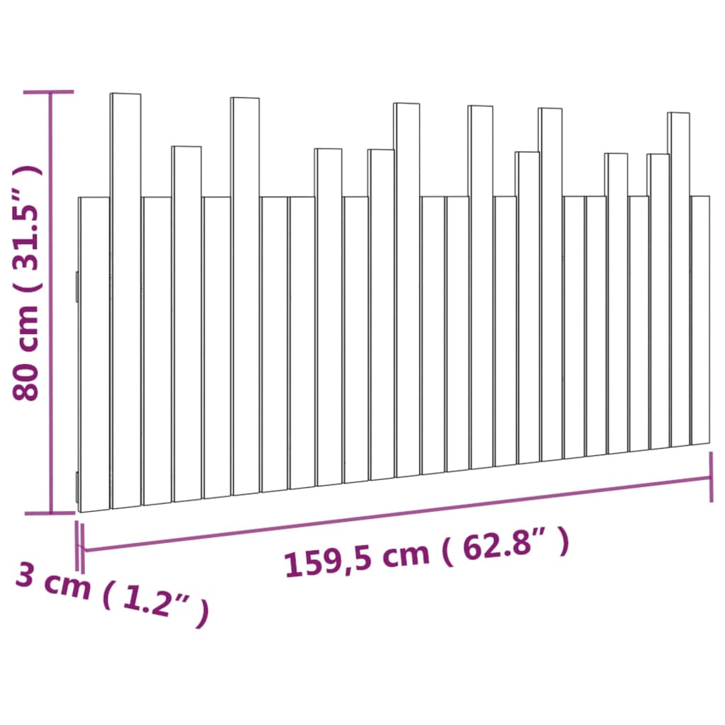 vidaXL Cabeceira de parede 159,5x3x80 cm pinho maciço castanho-mel