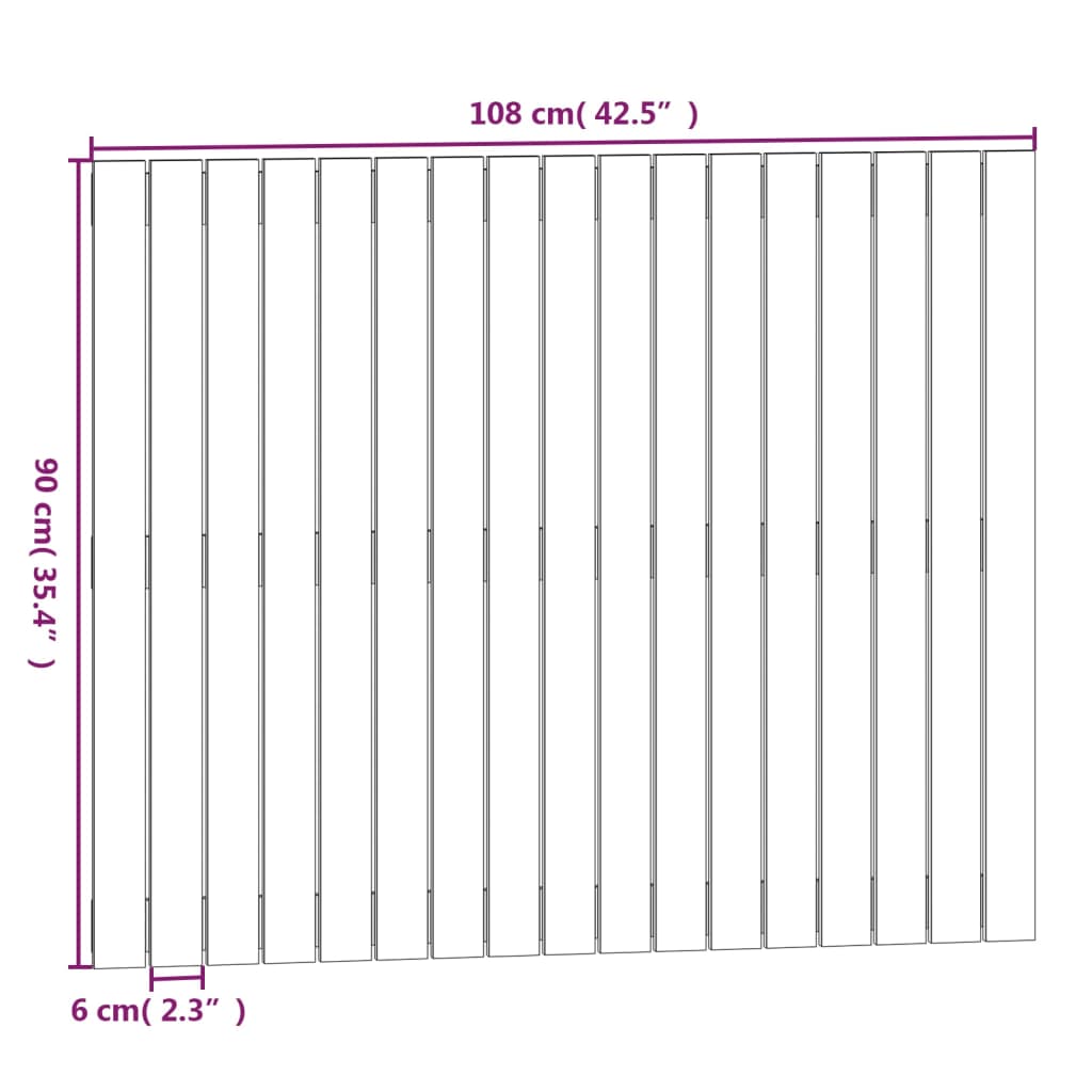 vidaXL Cabeceira de parede 108x3x90 cm pinho maciço castanho-mel