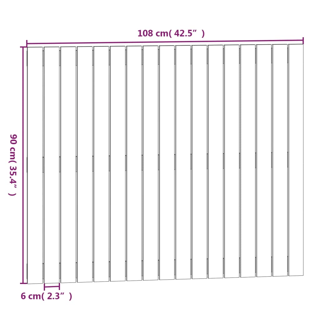 vidaXL Cabeceira de parede 108x3x90 cm madeira de pinho maciça branco