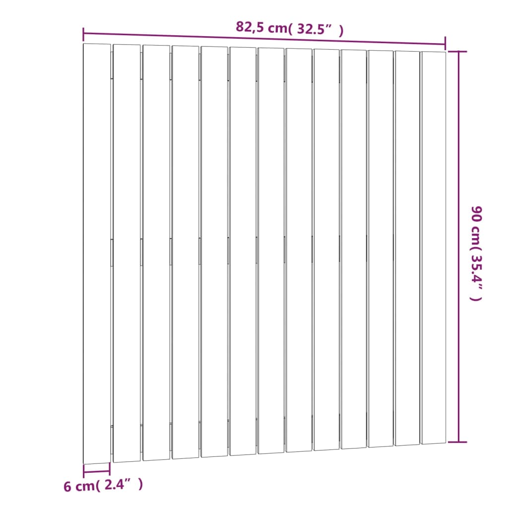 vidaXL Cabeceira de parede 82,5x3x90 cm madeira de pinho maciça branco