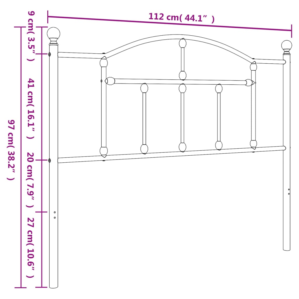 vidaXL Cabeceira de cama 107 cm metal branco