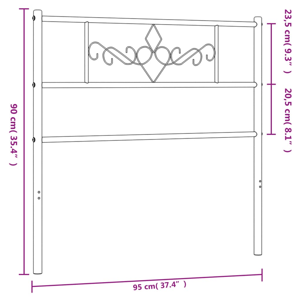 vidaXL Cabeceira de cama 90 cm metal preto