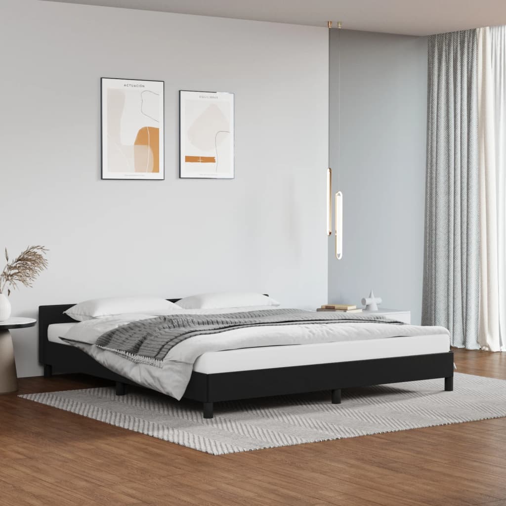 vidaXL Estrutura de cama c/ cabeceira 180x200cm couro artificial preto