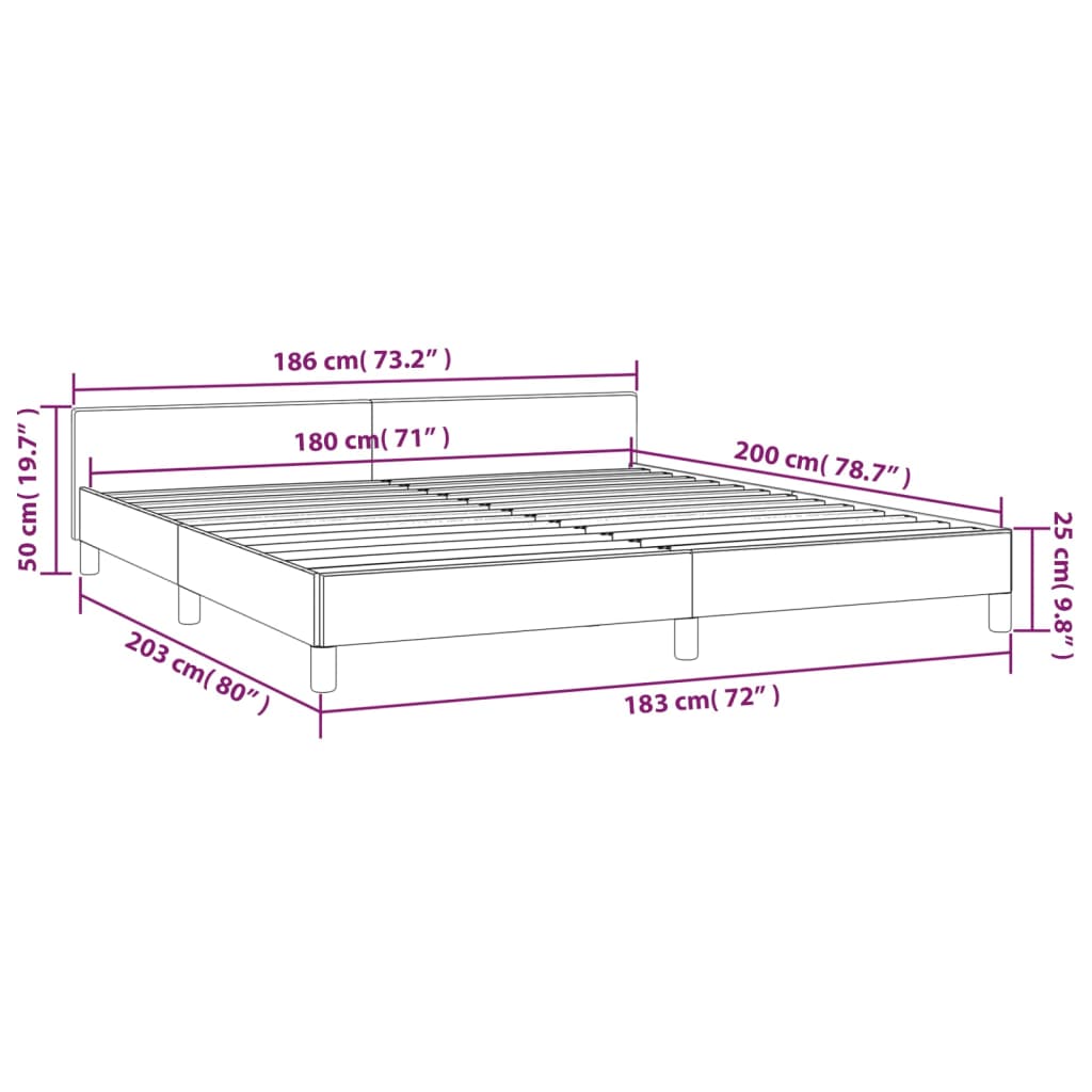 vidaXL Estrutura de cama c/ cabeceira 180x200cm couro artificial preto