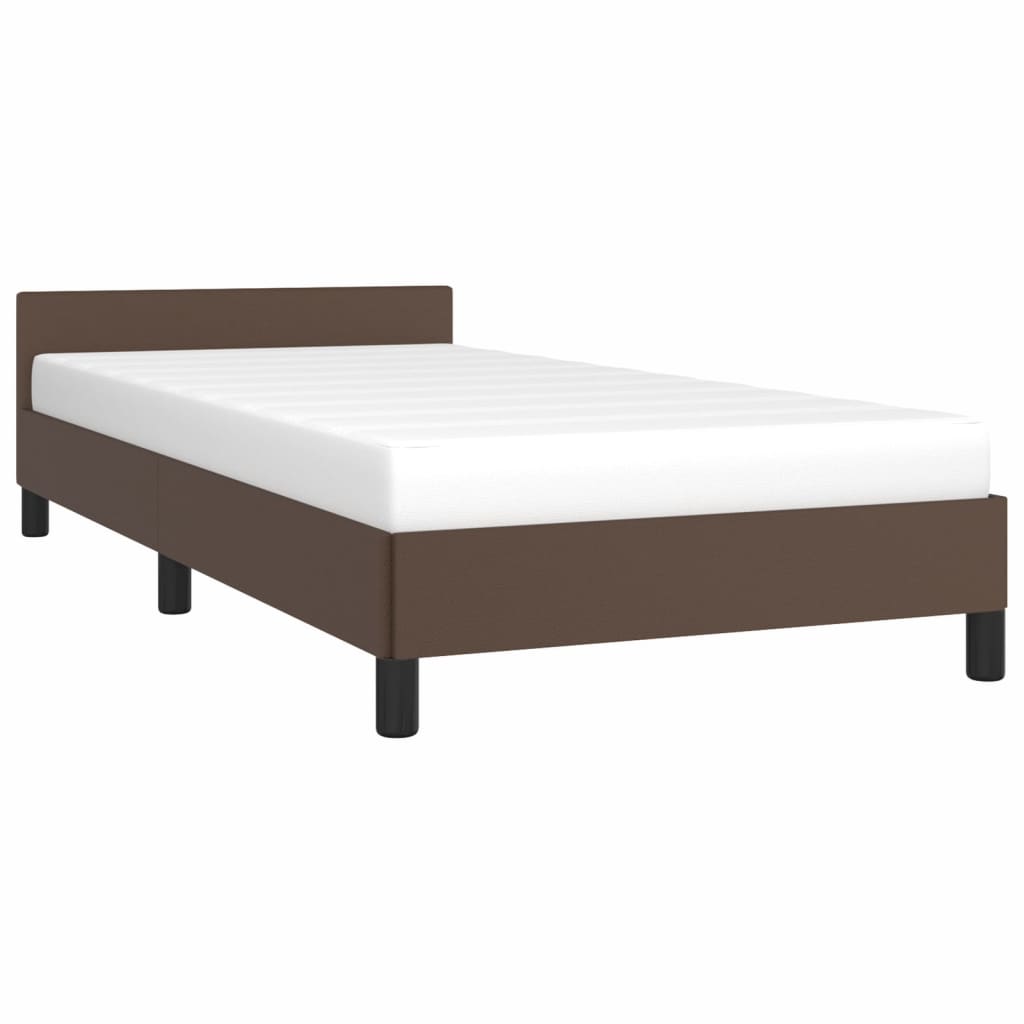 vidaXL Estrutura cama c/ cabeceira couro artificial 80x200 cm castanho