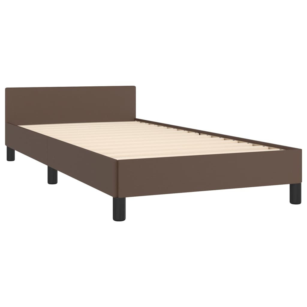 vidaXL Estrutura cama c/ cabeceira couro artificial 80x200 cm castanho