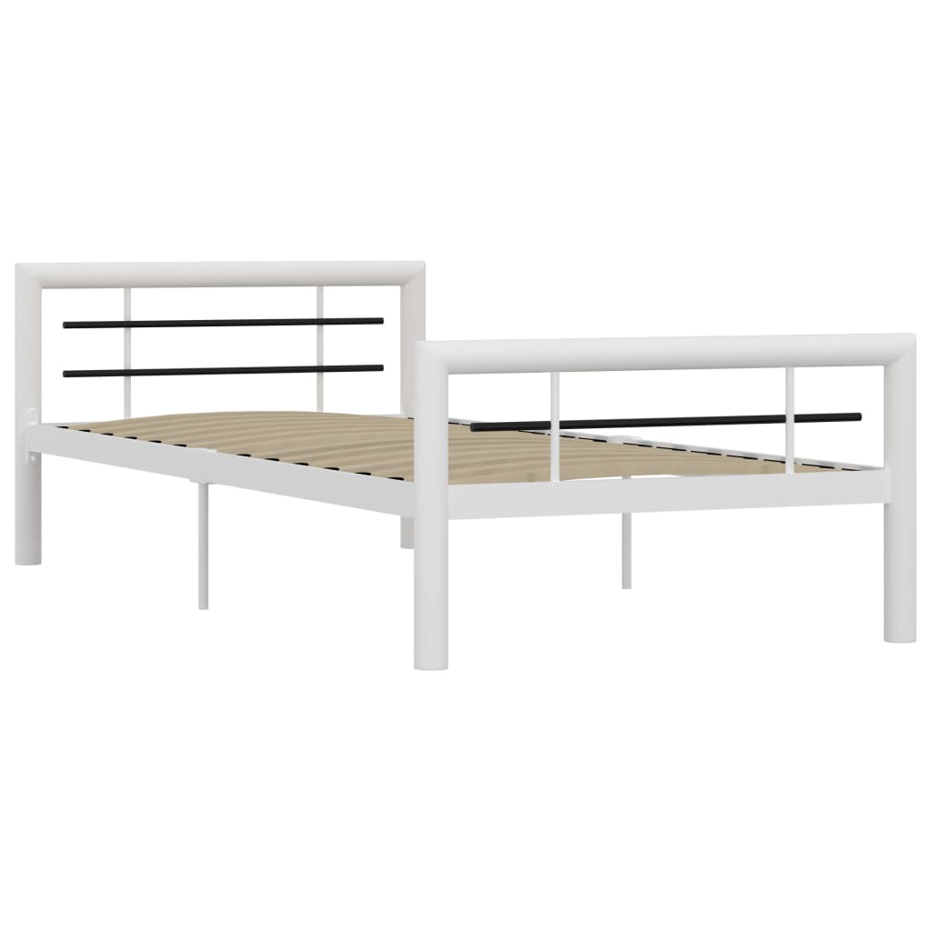 vidaXL Estrutura de cama 90x200 cm metal branco e preto