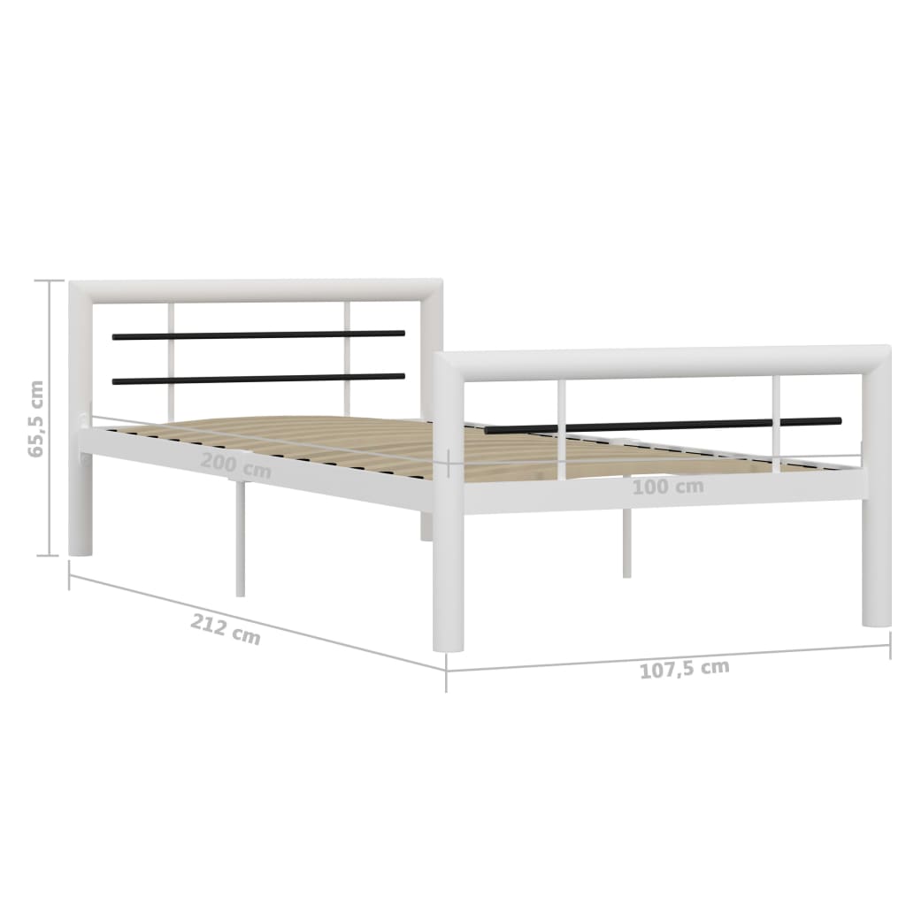 vidaXL Estrutura de cama 90x200 cm metal branco e preto