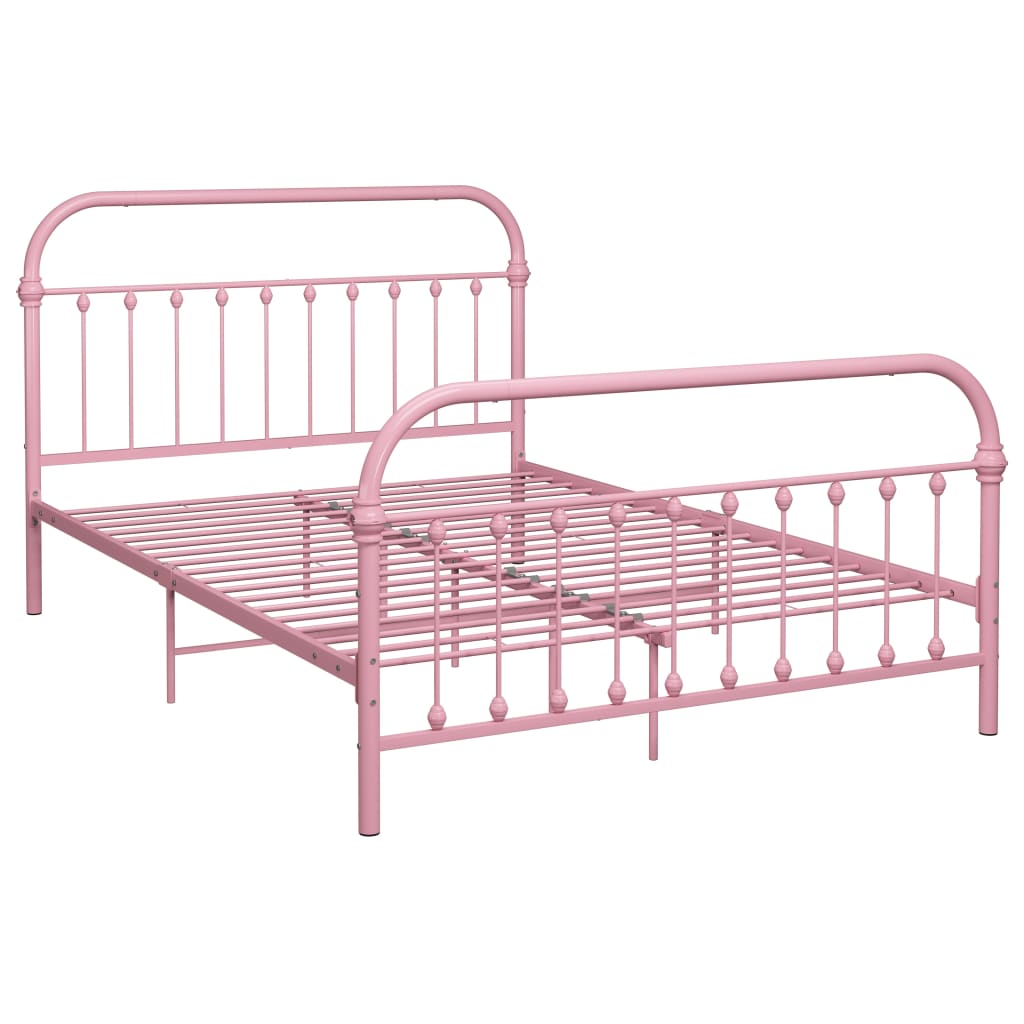 vidaXL Estrutura de cama 120x200 cm metal rosa