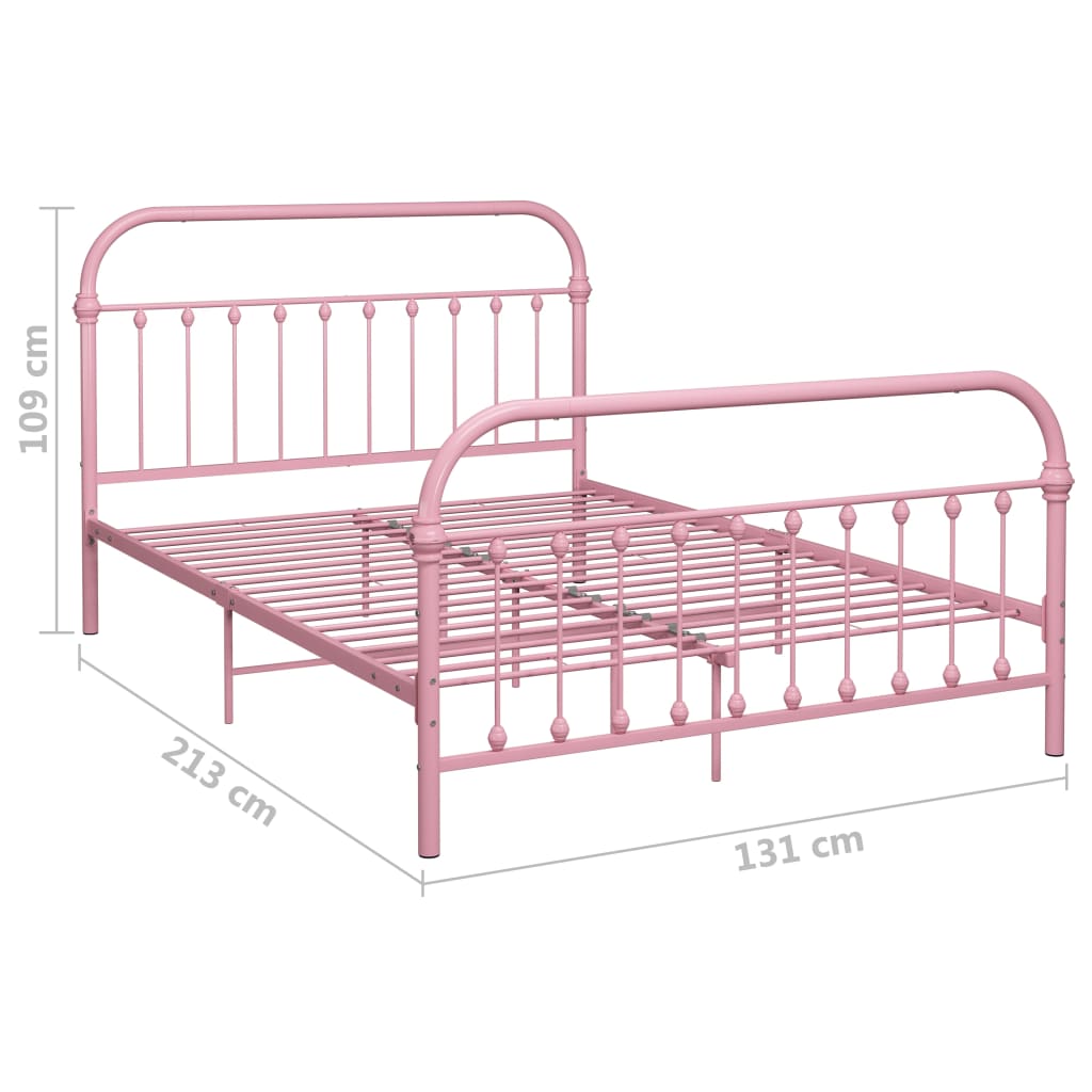 vidaXL Estrutura de cama 120x200 cm metal rosa