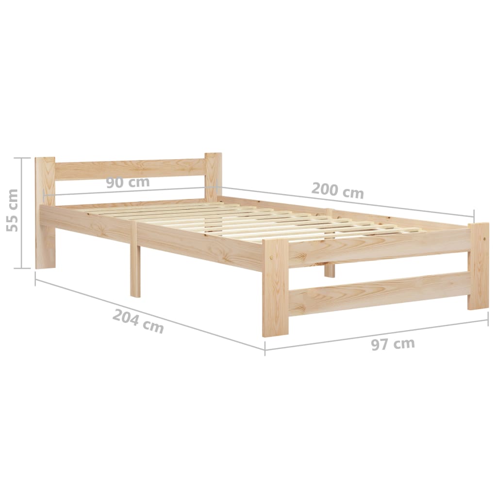 vidaXL Estrutura de cama 90x200 cm pinho maciço