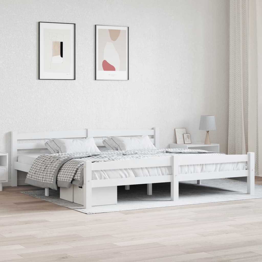 vidaXL Estrutura de cama 200x200 cm pinho maciço branco