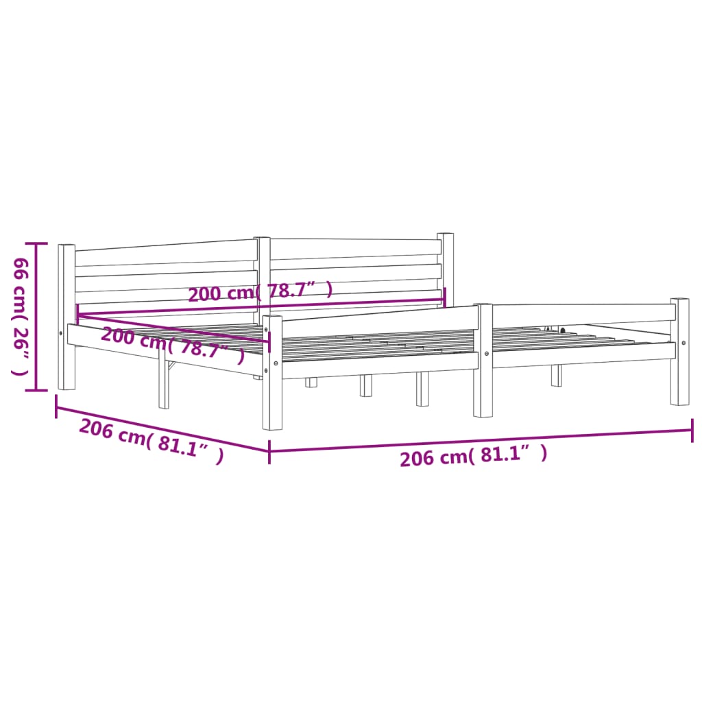 vidaXL Estrutura de cama 200x200 cm pinho maciço branco