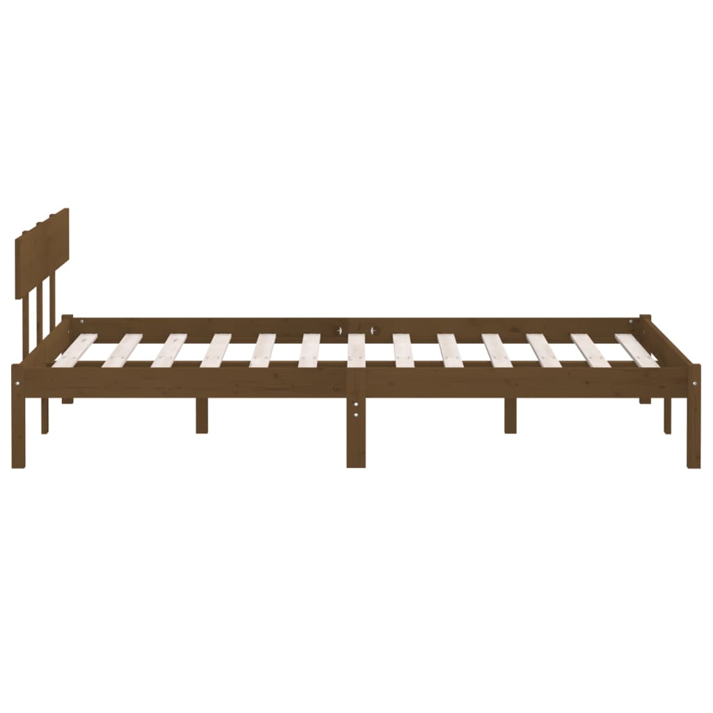 vidaXL Estrutura de cama casal 135x190 cm pinho maciço castanho-mel