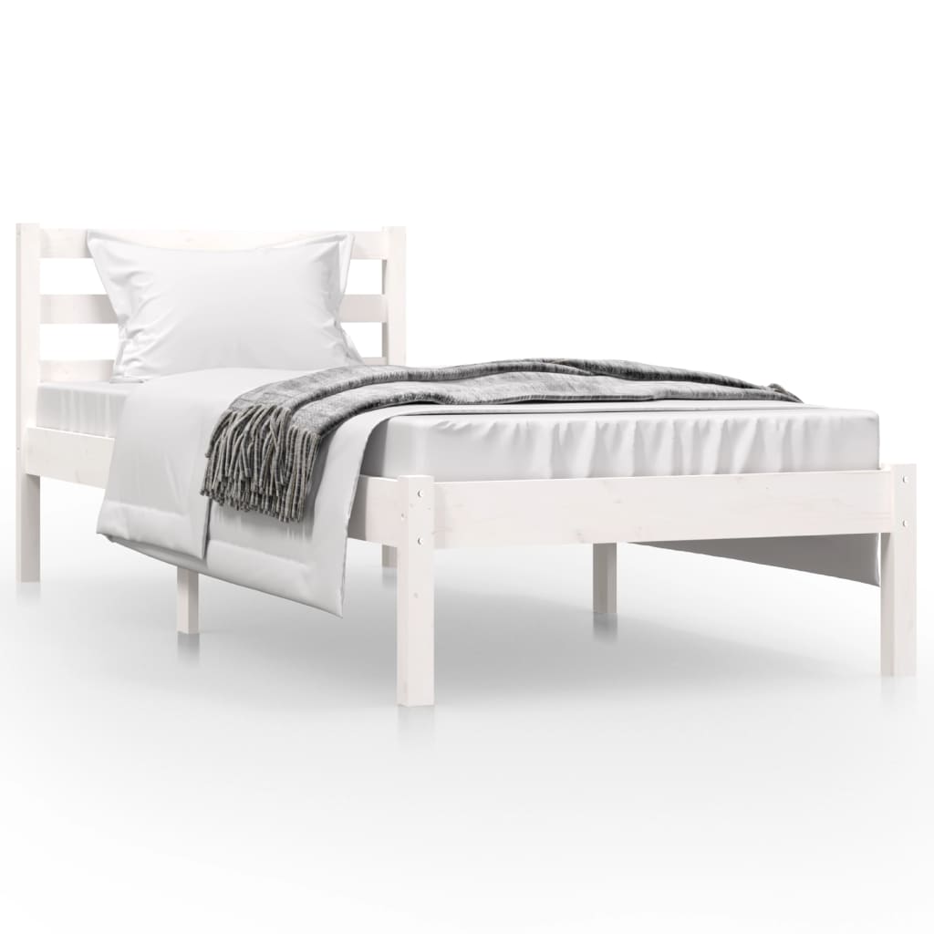 vidaXL Estrutura de cama pequena solteiro 75x190cm pinho maciço branco